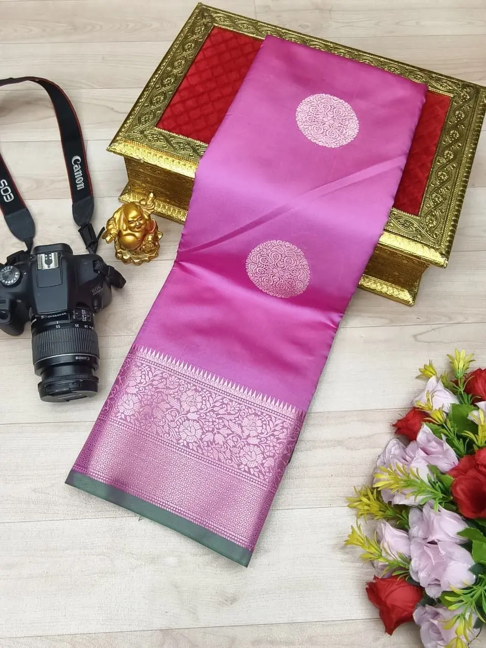 Rich Navy Blue Silver Zari Fusion Soft Silk Saree